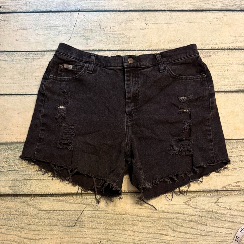 Lee high rise  black destroyed Jean shorts. 12/ 31